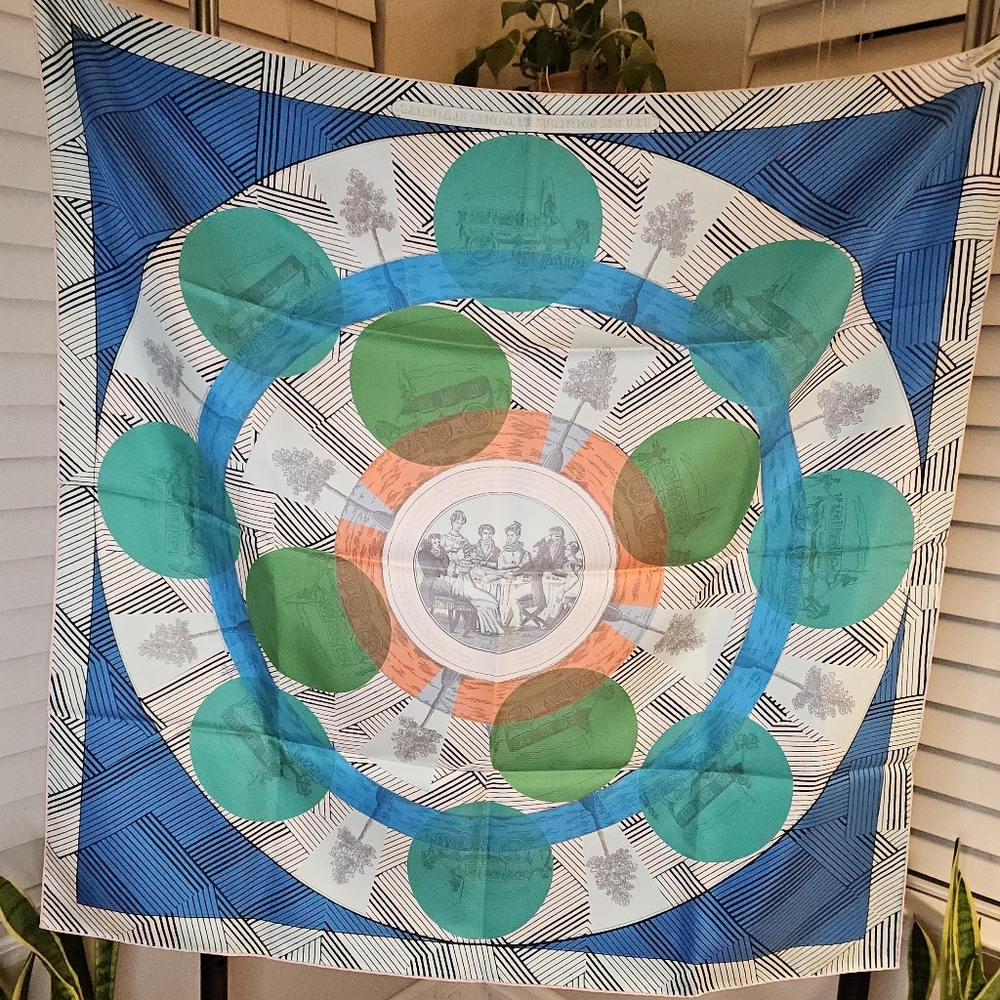 Hermes Jeu des Omnibus et Dames Blanches Silk Scarf - Picture 10 of 15